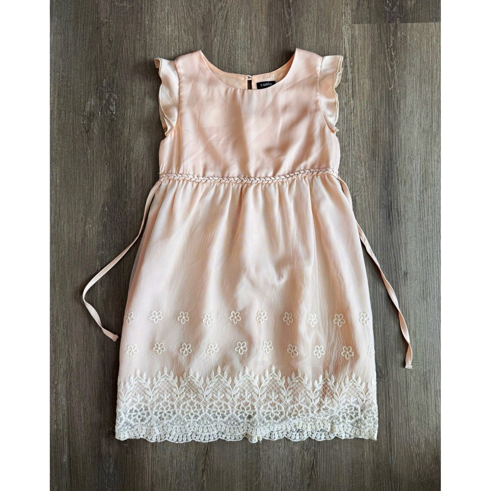 Zunie Girls Size 6X Satin Sleeveless Dress Light Pink Special Occasion